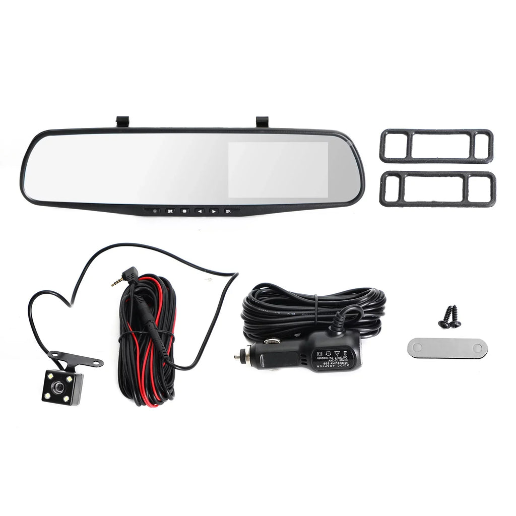 1080P Car HD Dual Cam Dash Camera Front Mirror Rearview Video Rear Recorder DVR