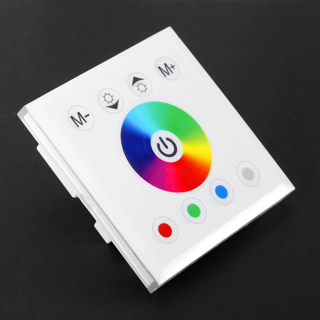 Switch Wall-Mounted Dimmer Strip Panel Touch Wall Controller, Touch Wincal LED Mounted Colorful Light(Black/White) Panel for Touch LED Panel, RGBW Controller