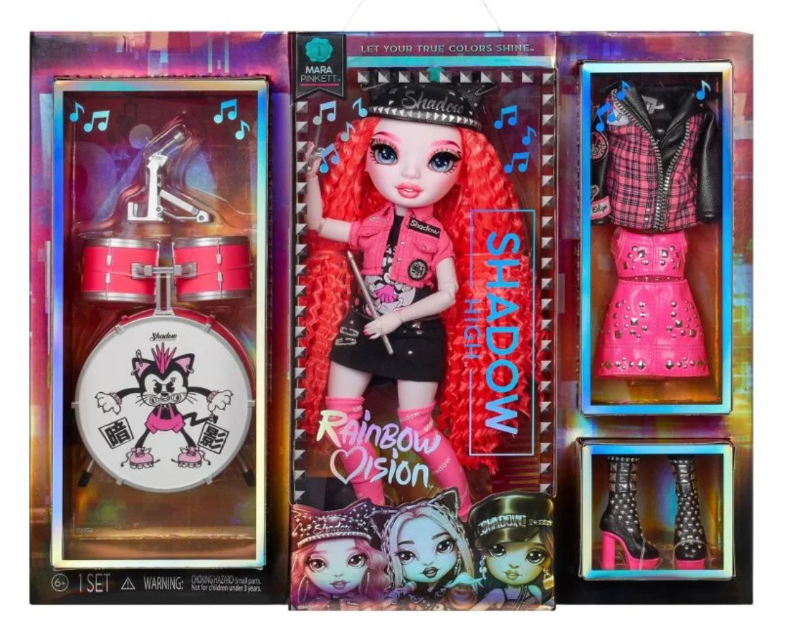 Years Gift Old Vision Designer Outfits High (Neon 2 Shadow-Mara Rock Mix Neon Band for Pinkett Collectors 6-12 Doll. Accessories & & Great Match Kids Fashion Pink) Rainbow Shadow Playset,