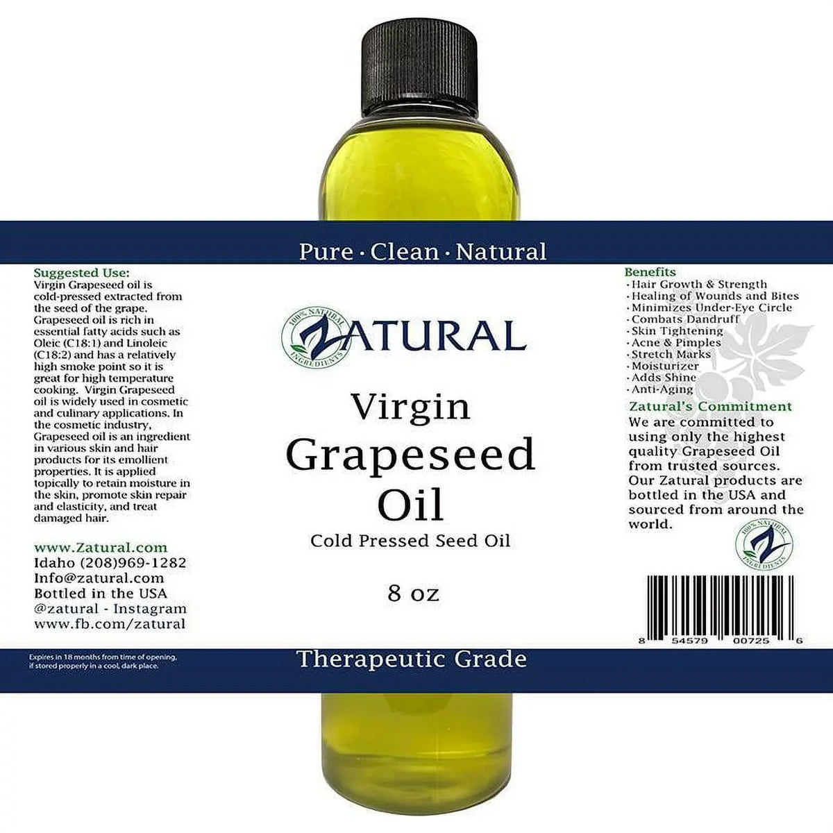 Virgin, (1 Seed Gallon)) 100% Ounce Pure Grape Undiluted, Pressed, GrapeSeed Oil-Cold (128 Oil