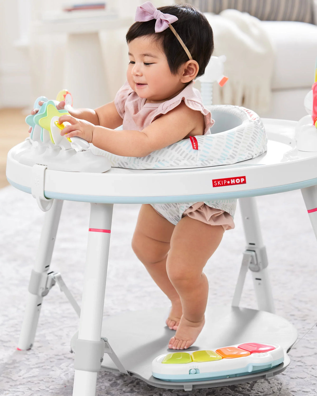 Silver Hop Play Functionality, Lining with 4mo+, 3-Stage Baby Activity Center: Cloud Center Grow-with-Me Skip Interactive