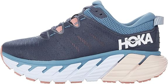 US Womens HOKA ONE Rosette 7 Trainers Blue Synthetic Textile Ombre ONE 3 Gaviota