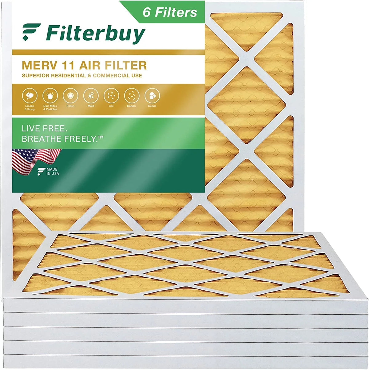 Filters Filterbuy Air AC (6-Pack) Furnace MERV 20x20x1 11 Pleated HVAC