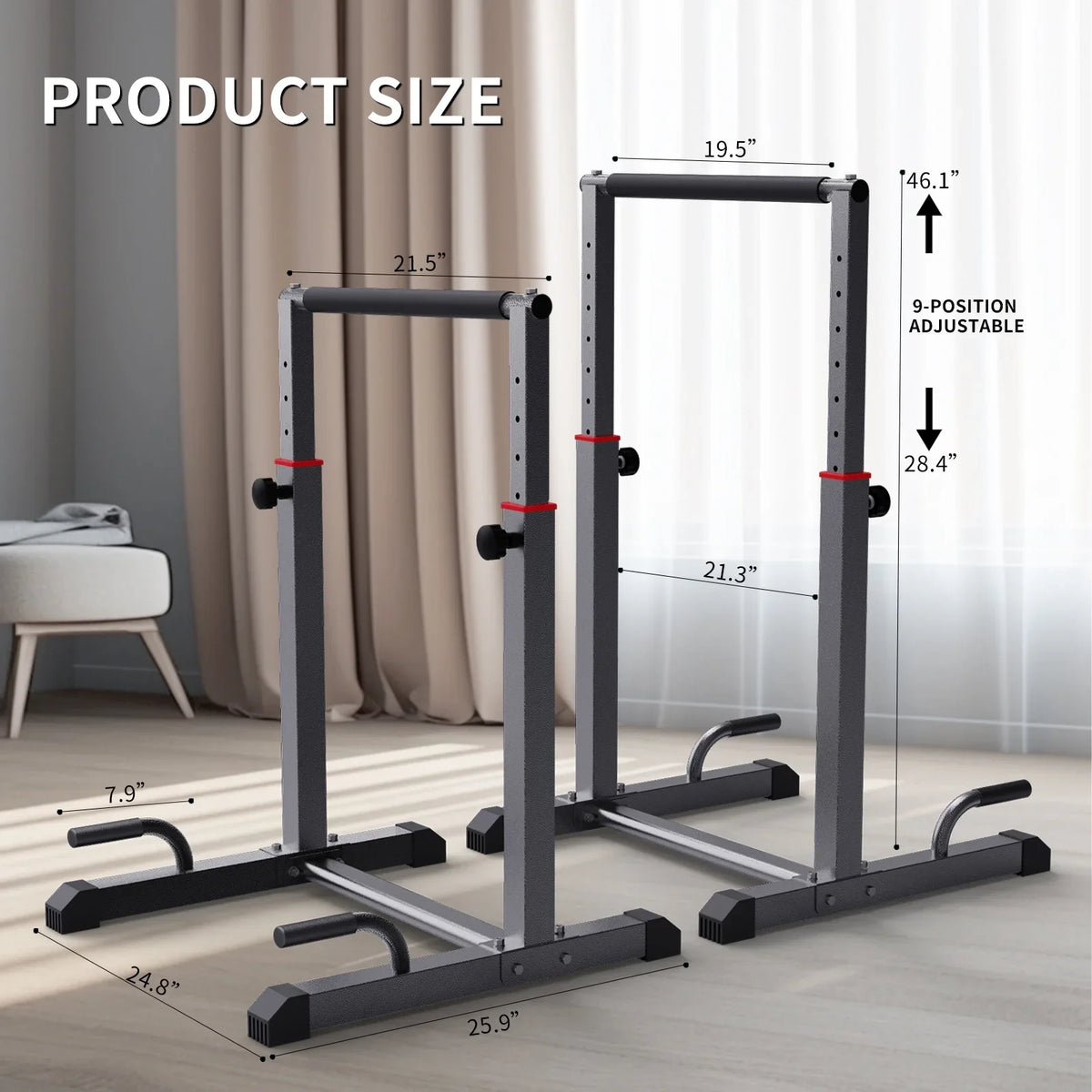 Parallettes Dip Station Bars Adjustable, Level Bar Workout Heave Dip Duty for Body 1200lbs Full Fitness,Functional 9 Station Set,