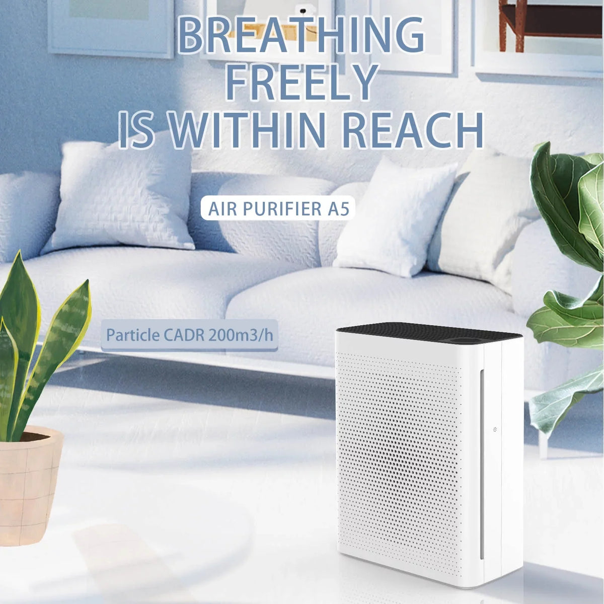 Speed, Air Sleep Quiet 410 - Mode Olansi Fan Adjustable ft Purifier sq. High - CADR, HEPA Coverage,White Ultra