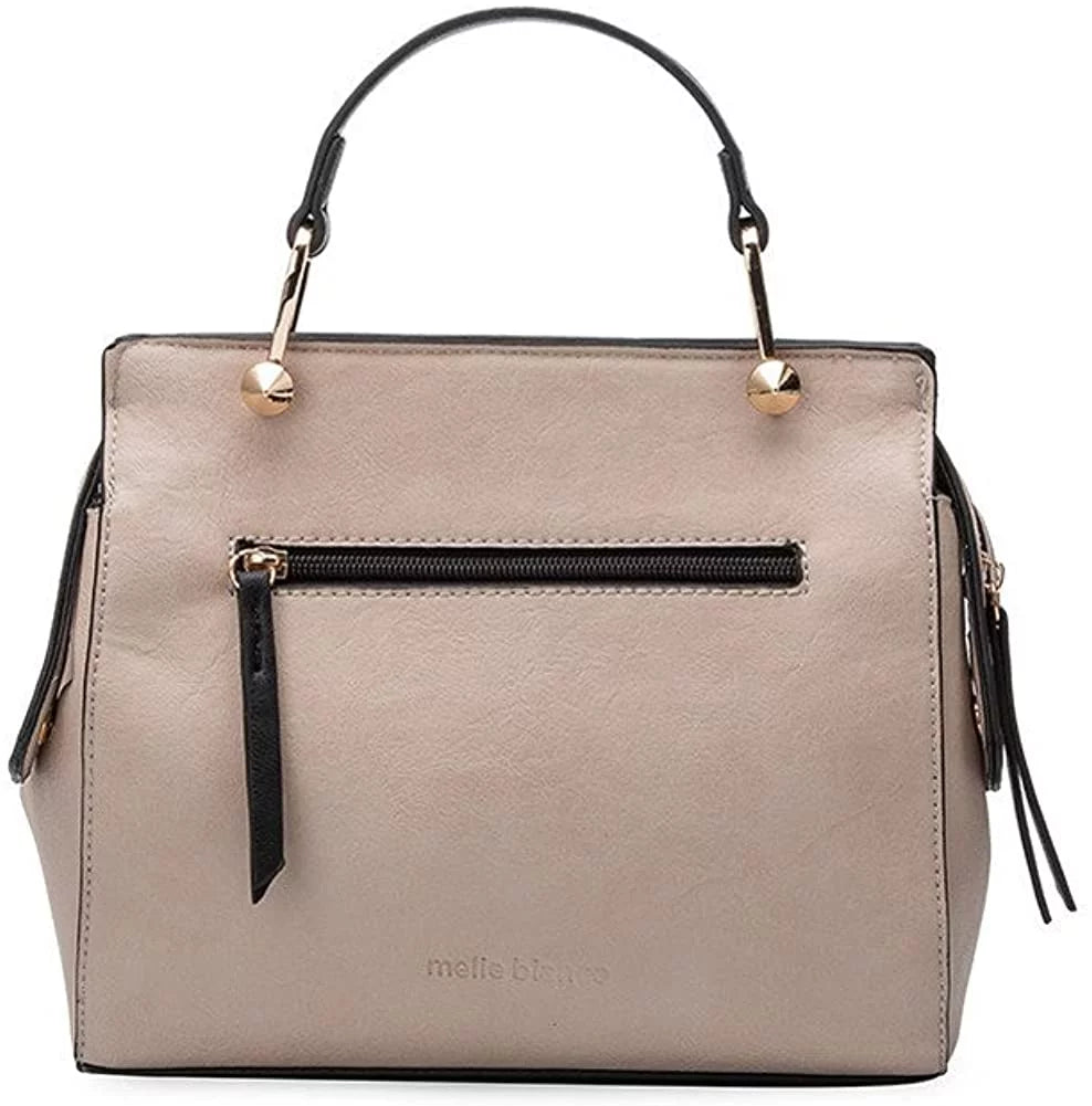 Leather Melie Color-bock Bone Multi Bianco Satchel, Vegan Noelle