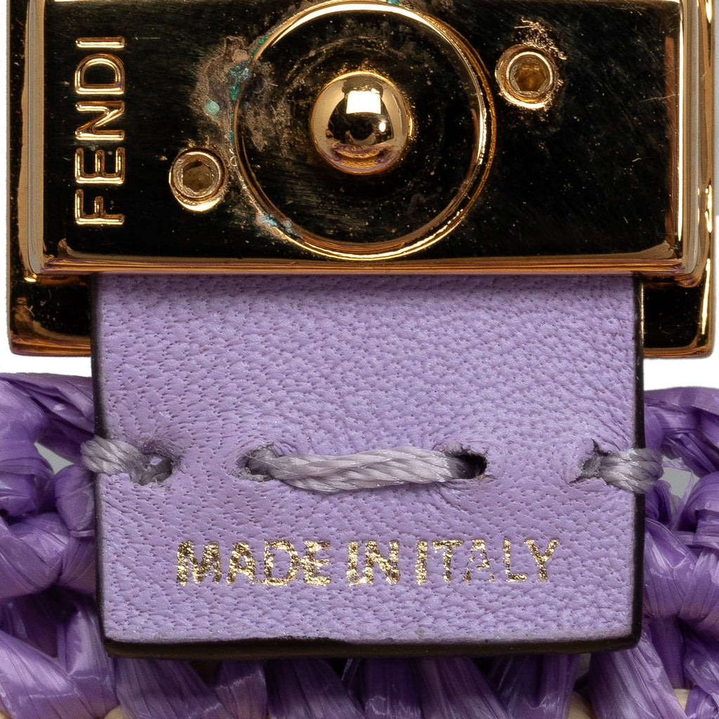 (Good) Natural Authenticated fabric Bag Purple Intreccio Fendi Raffia Baguette Pre-Owned Crossbody Pico Unisex
