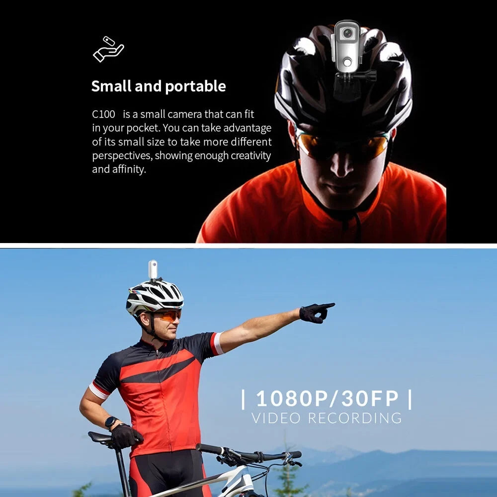 Lanyard SJCAM Case Back with APP C100 Digital Mini Sharing Camera Body Video WiFi 1080P/30fps Magnetic 30M Camera Battery Clip Action Connection Waterproof Waterproof Built-in