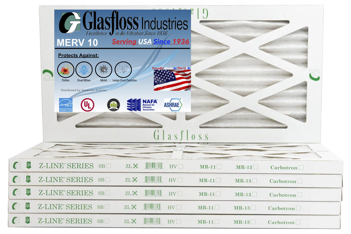 MERV 10 8x14x1 Furnace -Qty:6 - Made (Actual x Filter 7.5 Air 13.5x7/8 Glasfloss - USA - in inch) dimension: