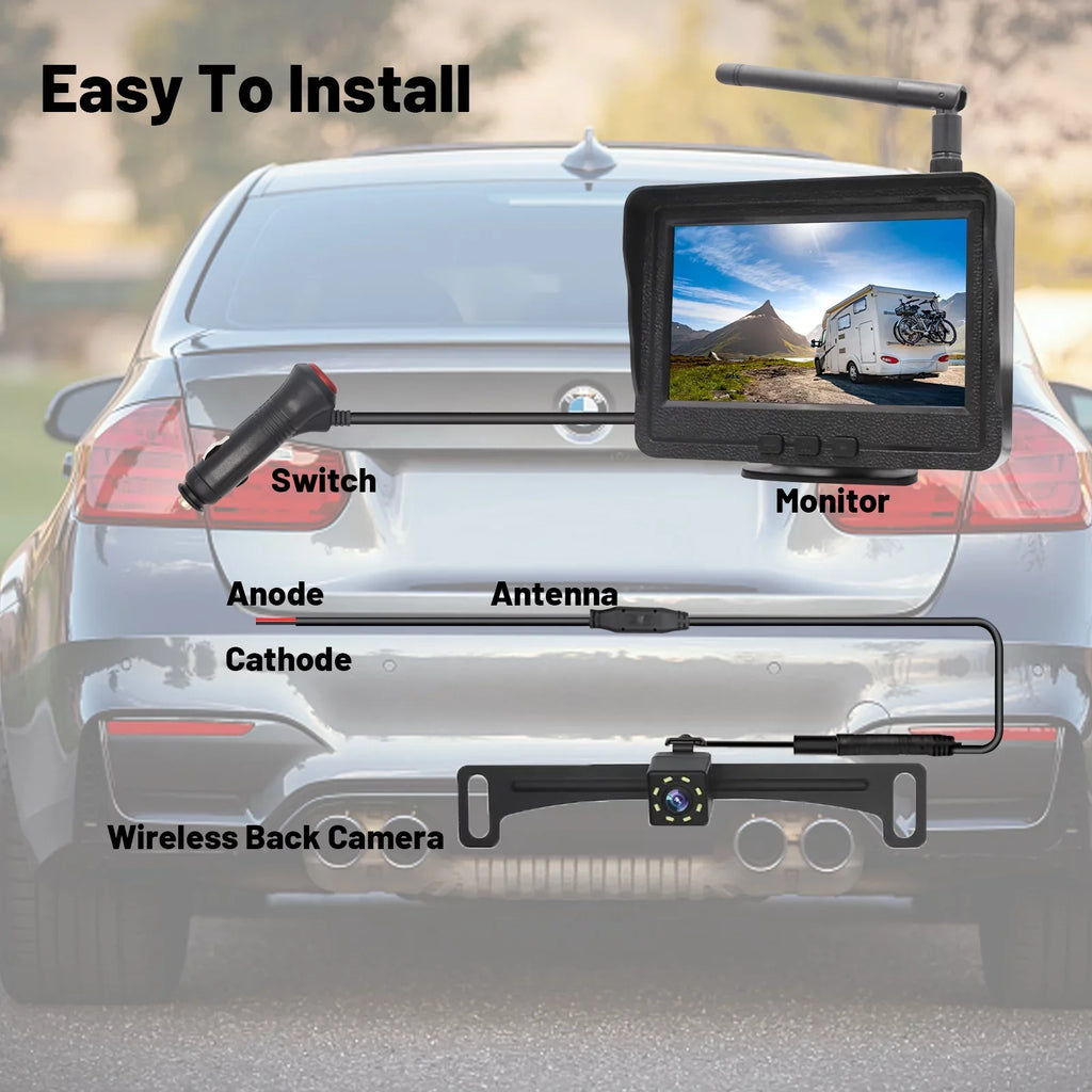 LCD Camera for RV Wireless 170 View Rear Car, Truck, for 4.3"" Night B-Qtech Vision Monitor Waterproof with Backup Camera