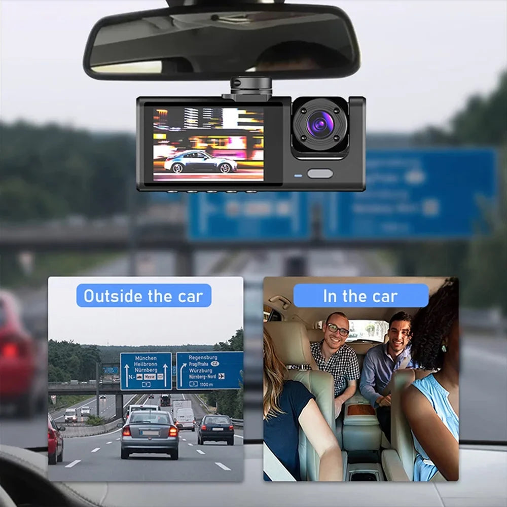 Dash Recorder Car 1080P Kepeak Camera HD G-Sensor Dual Lens Video Front/Rear/Inside Cam