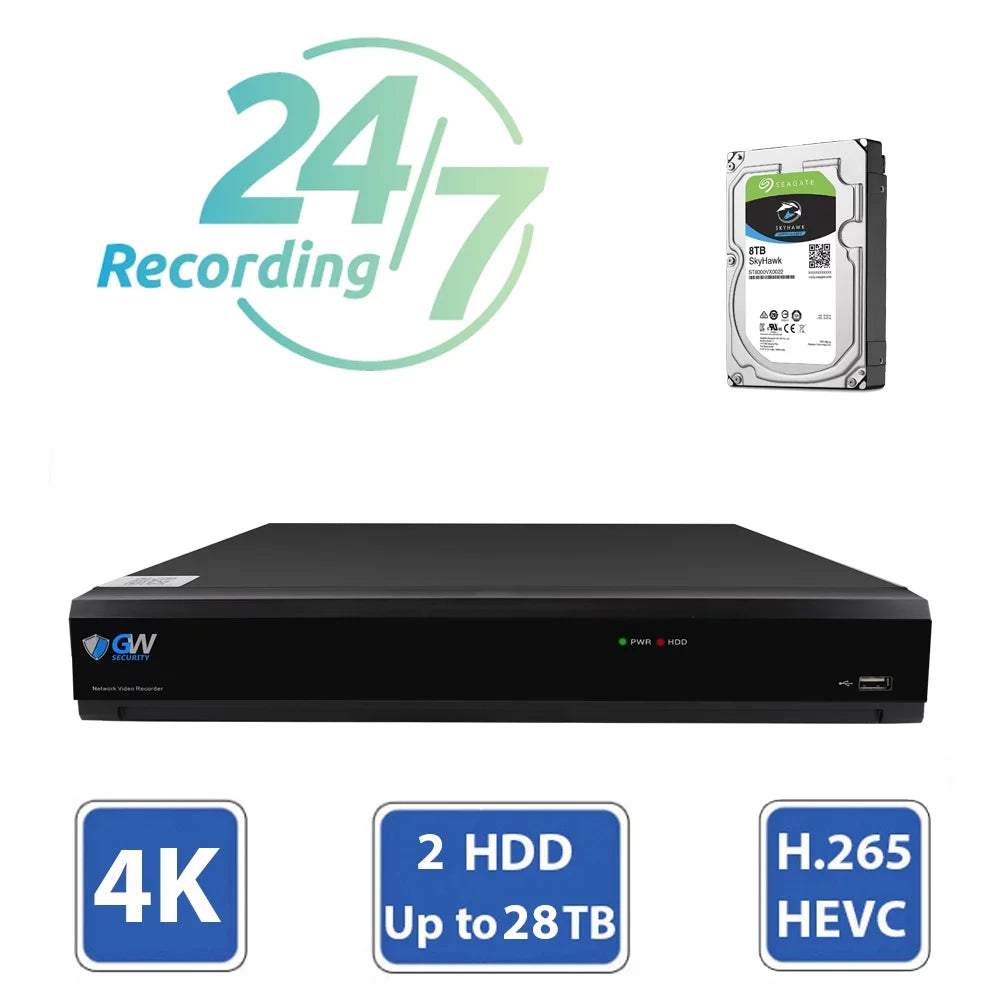GW AI 4K & 8 8MP 8MP Security System Smart Security Playback Face/Human/Vehicle 8 exterior HD-TVI Dome CCTV Camera, with Alert and DVR Detection, Camera x AI Indoor / Channel