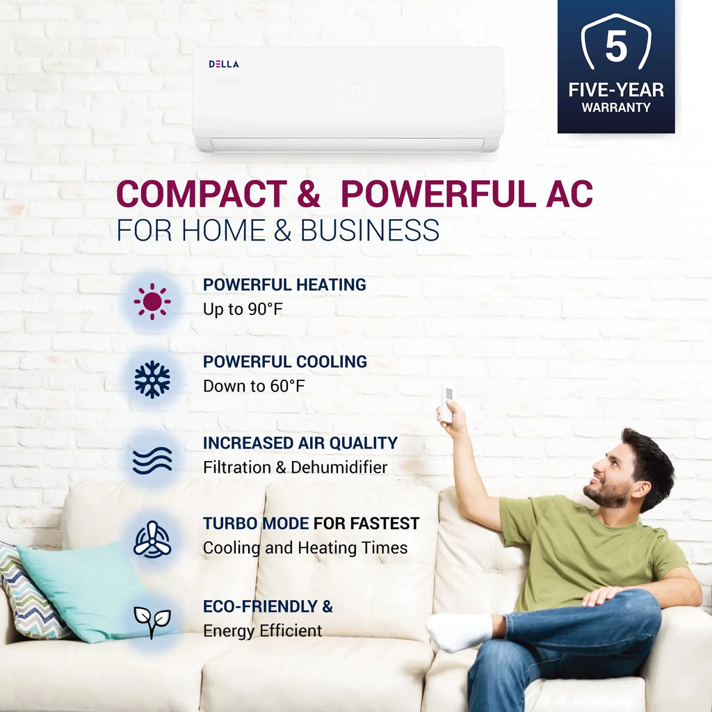 Ductless Zone Della 1200 Set to 27K Mini BTU Wifi with Split SEER Sq.Ft 20 Conditioner Cools BTU Full 3 Heat 9K Installation Up Pump Zone Efficient 208/230V 16ft Air 9K ODU Energy Multi Kits 9K Tri