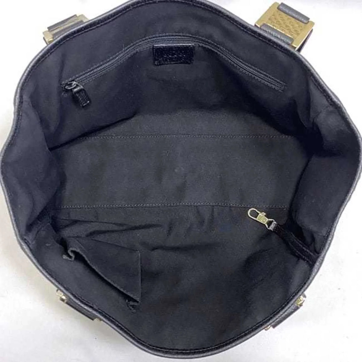 Horsebit Canvas Bag 145810 Tote (Good) Handbag Leather Silver Black Pre-Owned Ladies