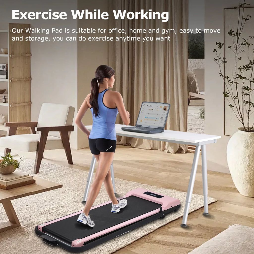 Display, 1, Treadmill in Ultra Walking 2 Pink Portable Capacity Remote 3.0HP Installation-Free Home, Desk for - Under 220 Pad BITOUSHI Lb Control, LED with Small Quiet & Treadmill Office &