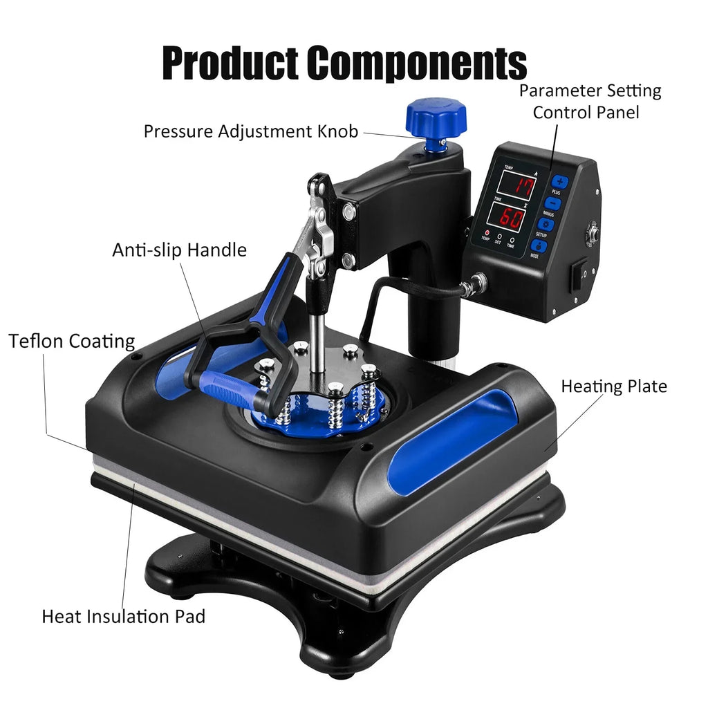 Printer T-Shirts, 1, Away 8 Printing, Sublimation Swing Inches 360 Printer, Pillow, 15 x in Bag, LCD Transfer Transfer Machine Canvas Press Precise Banner for Vinyl Control 15 Digital Blue Heat