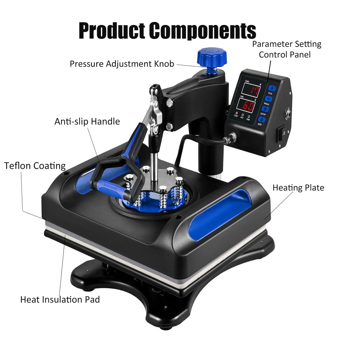Printer T-Shirts, 1, Away 8 Printing, Sublimation Swing Inches 360 Printer, Pillow, 15 x in Bag, LCD Transfer Transfer Machine Canvas Press Precise Banner for Vinyl Control 15 Digital Blue Heat