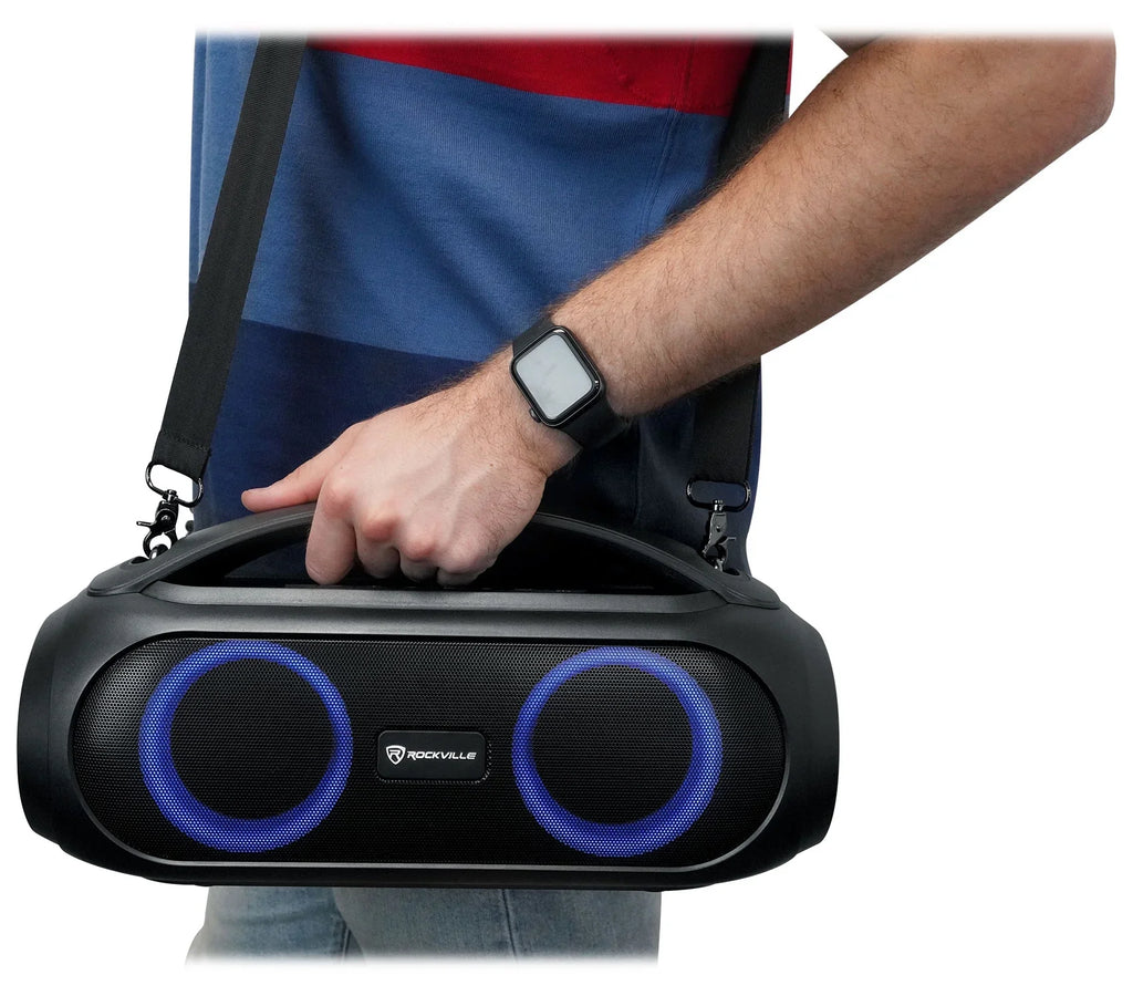 Portable MAX Bluetooth w/Wireless Speakers PARTY GO Rockville Link LED (2) BASS