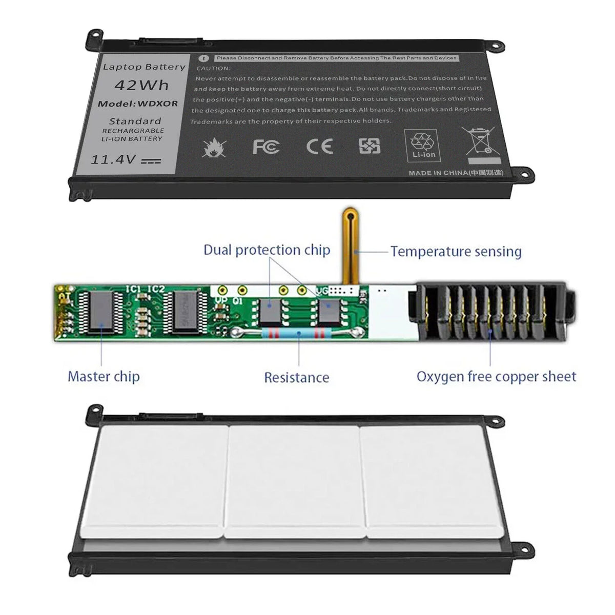 5368 15 Inspiron 7368 5000 5770 Laptop WDXOR 5378 17 13 for 7000 Battery