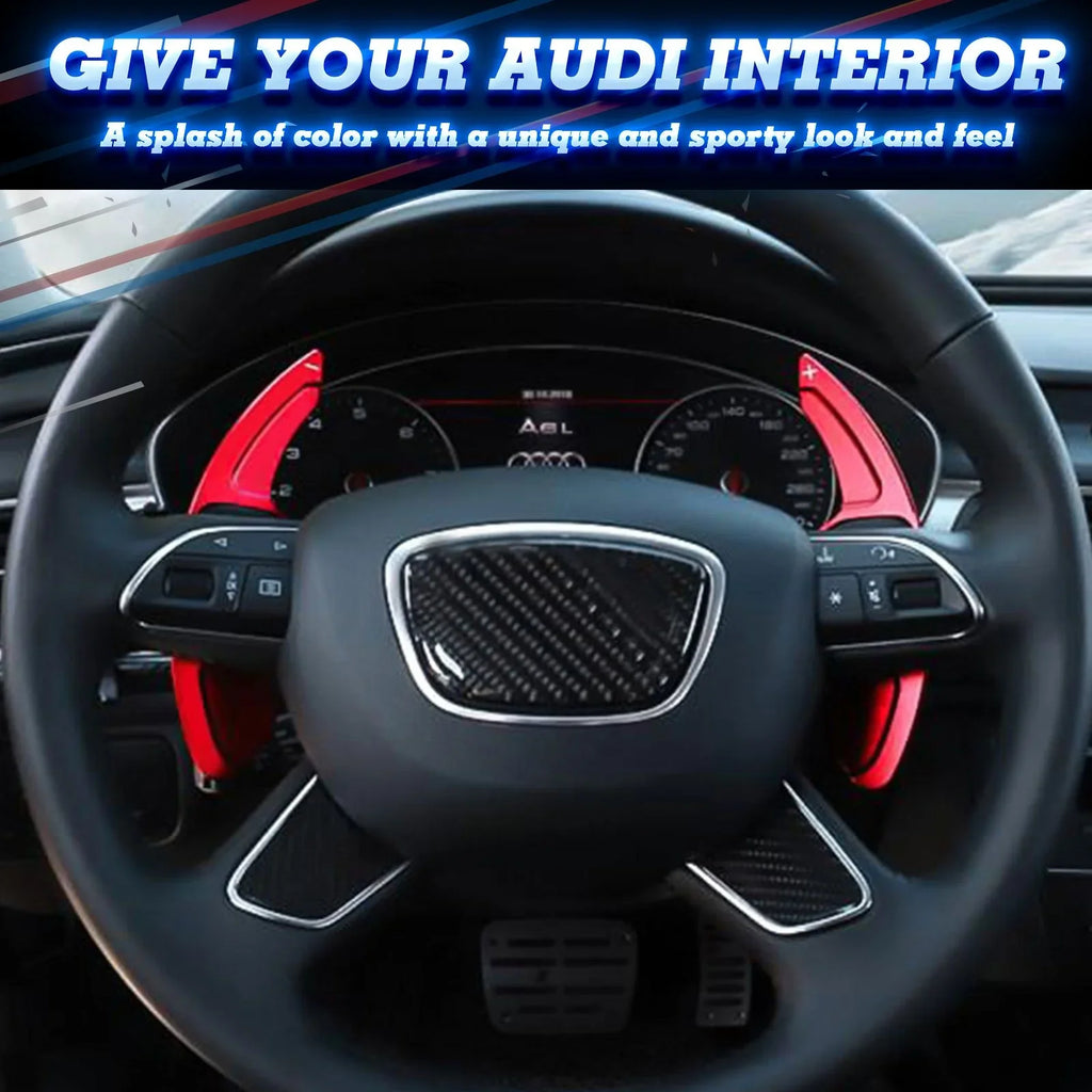 SQ5 Trim, S4 (Red) A6 A8 Xotic Aluminum S8 Cover RS3 A5 S7 Q5 Tech Wheel Shifter A4 CNC Q7 A3 Paddle Steering S6 A7 S5 RS6 S3 Alloy, Audi With Compatible Q3