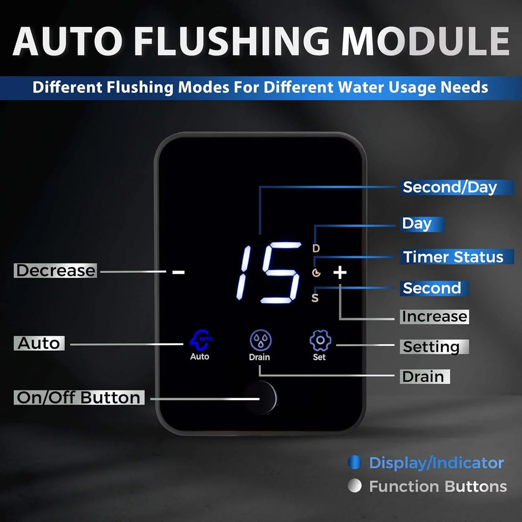 Microns Modes, dimension, Touch-Screen 500 Whole Bypass, 4 Flushable Reusable, Flushing, with House Spin-Down Auto and Prefilter, Filter iSpring Upgraded Housing, WSP500ARJ-BP Clear liquid Sediment Jumbo