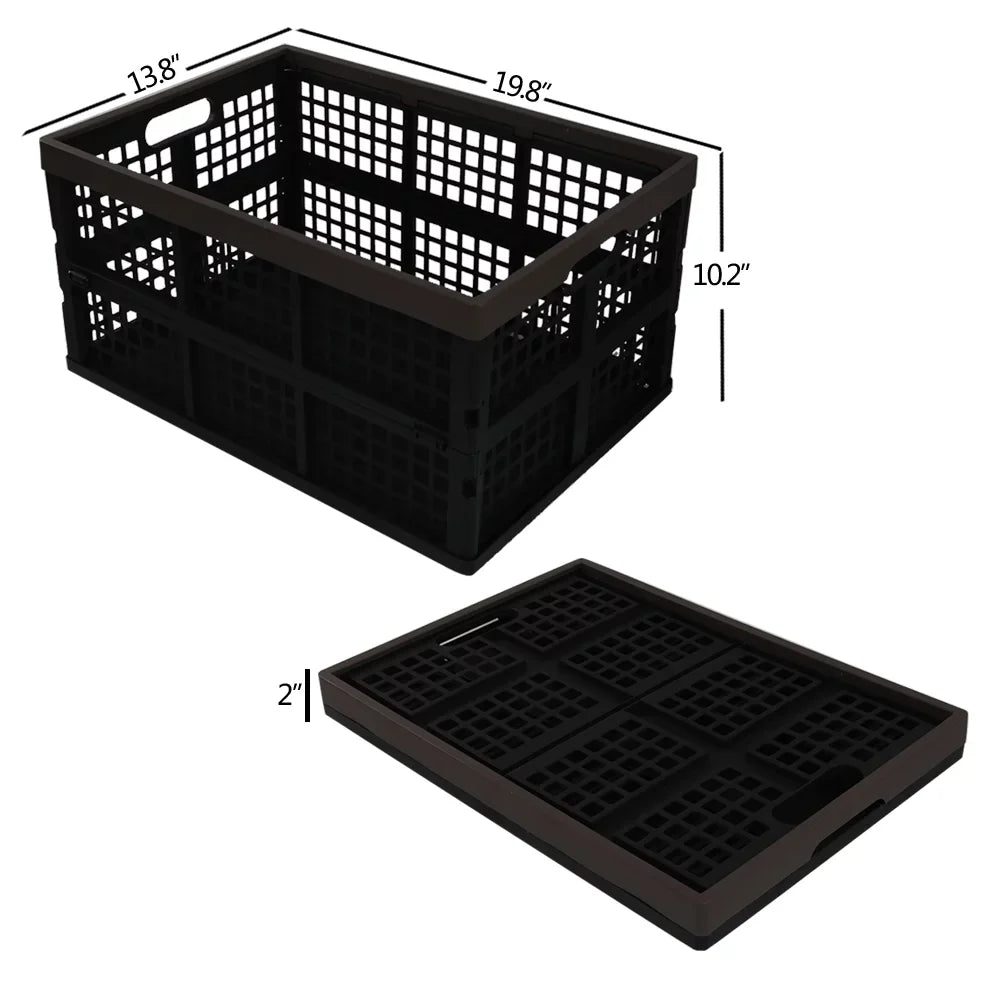 Collapsible Plastic Basket, 42 L Storage 3-Pack Storage Morcte Crates, Folding Stacking
