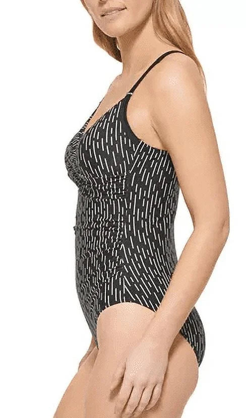 One dimension 4 Tummy Black Control Twist Front Swimsuit Calvin Women's Klein Piece