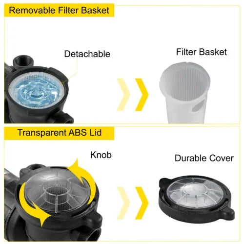 Pool Motor Filter Swimming Strainer 1.5HP 5547GPH Pump w/ Ground In/Above 41FT