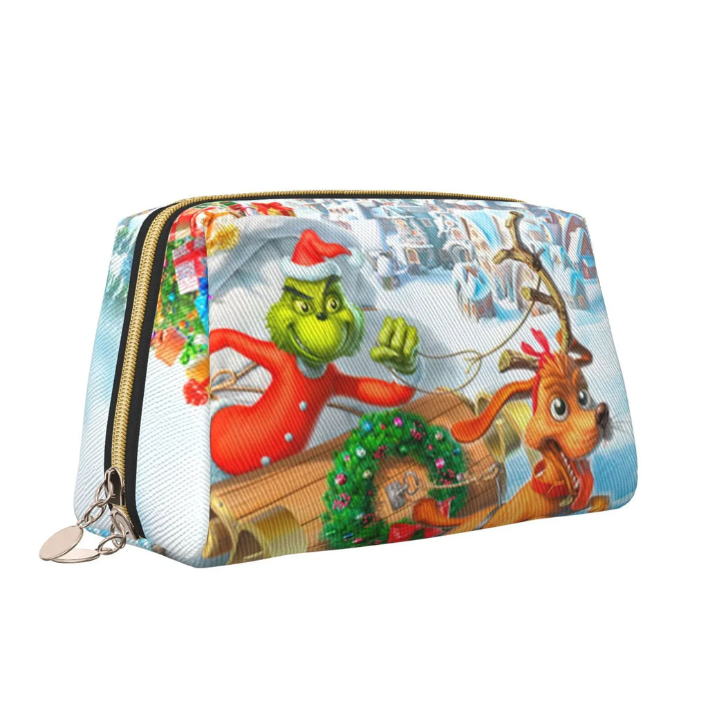 Pouch Grinch Storage Christmas Adventures Bag Bag Makeup Gift The Portable Purse Cosmetic Organizer Leather Toiletry Travel