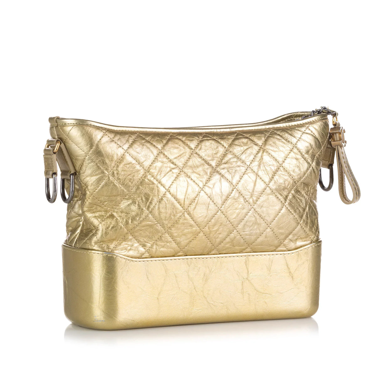 Unisex Hobo Leather Lambskin (Good) Bag Pre-Owned Shoulder Medium Authenticated Gold Gabrielle