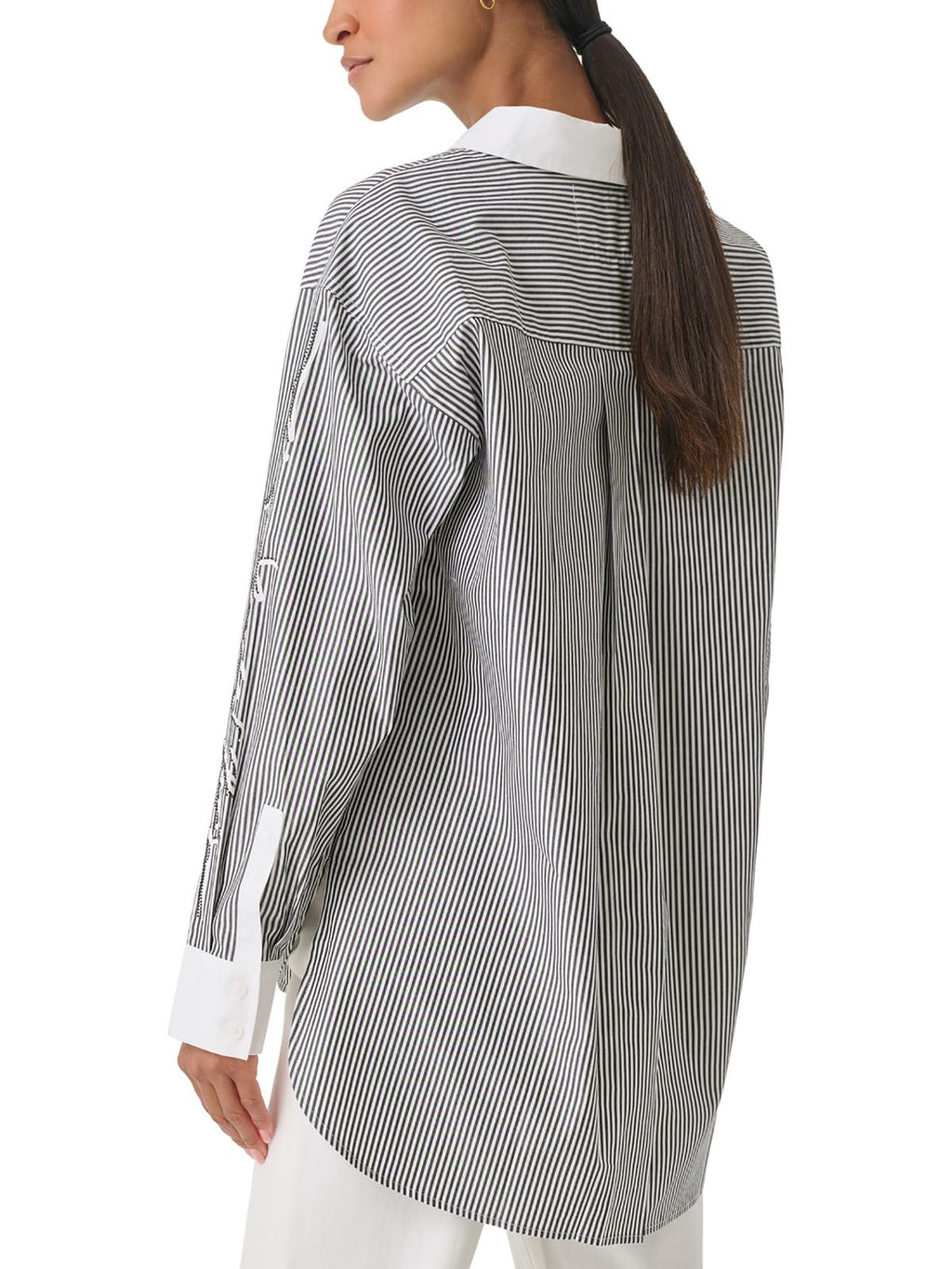 Womens Lagerfeld Striped Button-Down Top Karl Paris Cotton