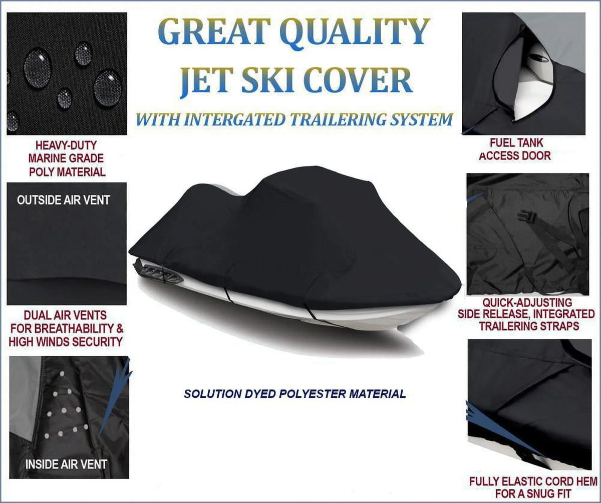 iS Bombardier PWC GTX for Sea-Doo Compatible BLACK Ski DENIER Cover JetSki Doo Sea Watercraft 260 Jet 600 2011 Cover