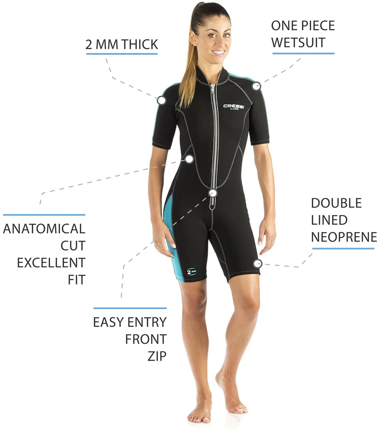 Shorty Lido 2mm Cressi Wetsuit Women's