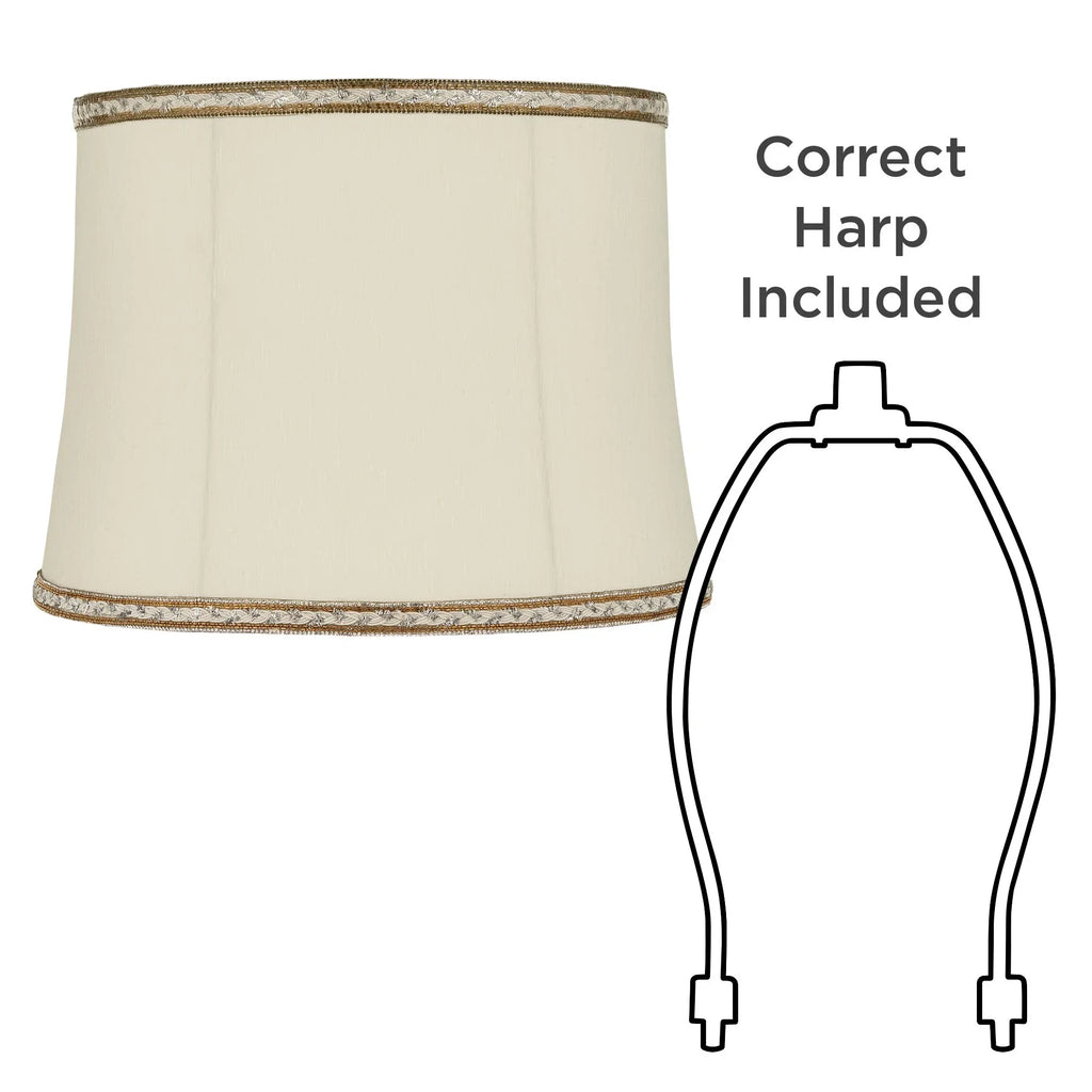 Washer and Top x Springcrest 12" Shades Drum Harp 16" Fitting Lamp Replacement High Milano Cream Medium x Finial Bottom 14"