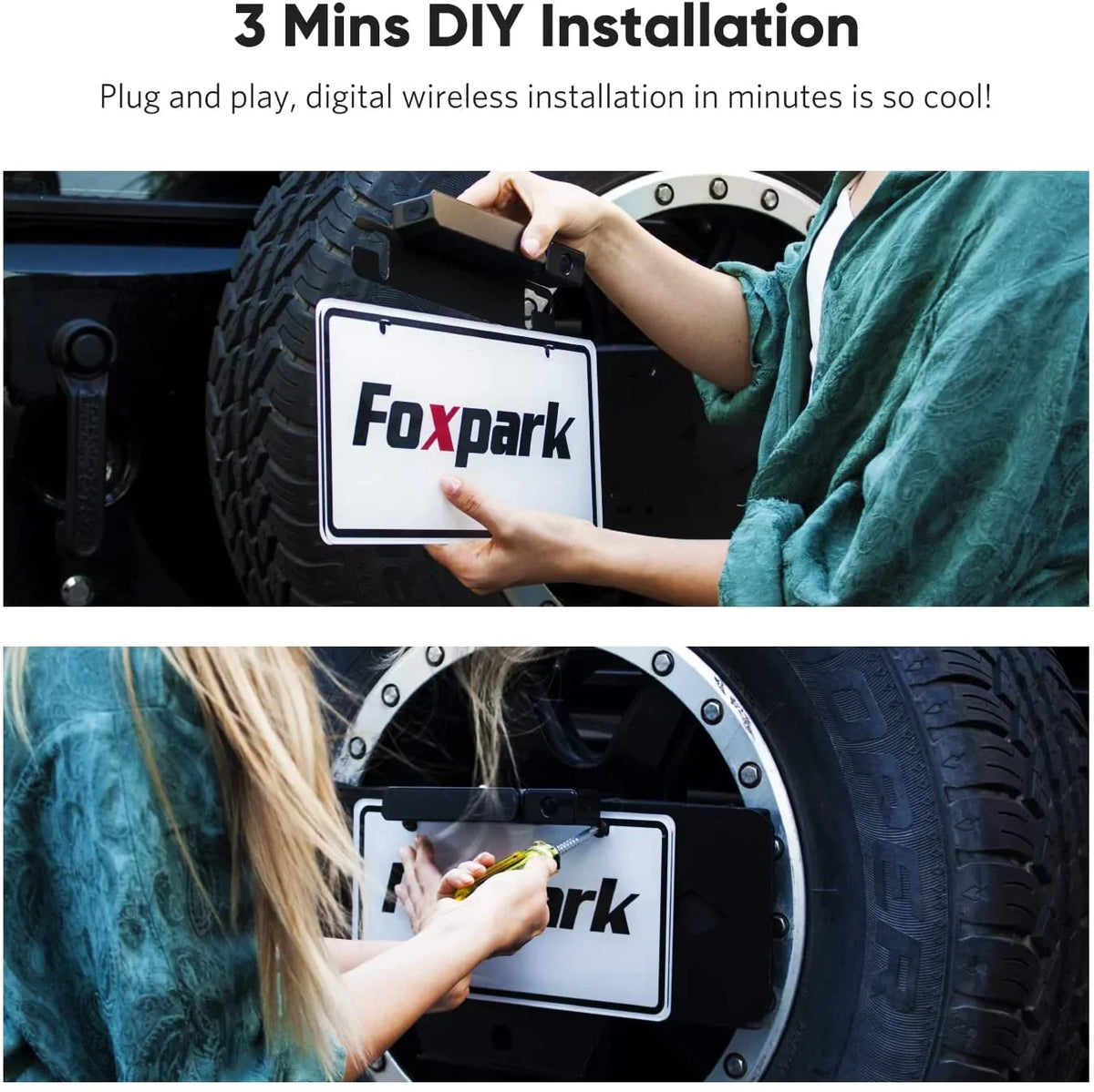 Backup Camera Rear for Back Campervans, Reverse Dual Five-Wheeled Camera Foxpark System Camera Dual for Motorhome Solar View with Trailer Camera Up 1080P RV