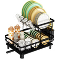and Dish Counter, 2 Kitchen Steel Dish Detachable Drainer with Tier Kitchen Stainless Blac Dish Storage for and Organizers, with Dish Utensil Rack Dish Holder, Drying Rack Dishes Drainer Drainer, Rack