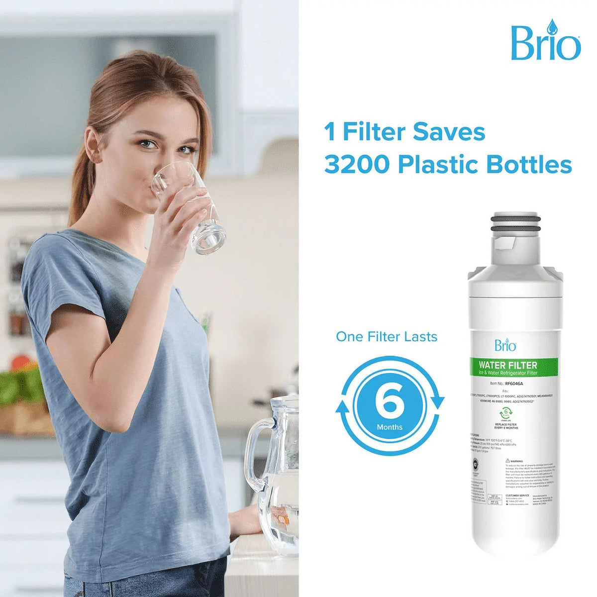 6046A Filter LGLT1000P, Compatible Replacement With LT1000PCS, ADQ74793501 Brio liquid LT-1000PC, Refrigerator LT1000PC,