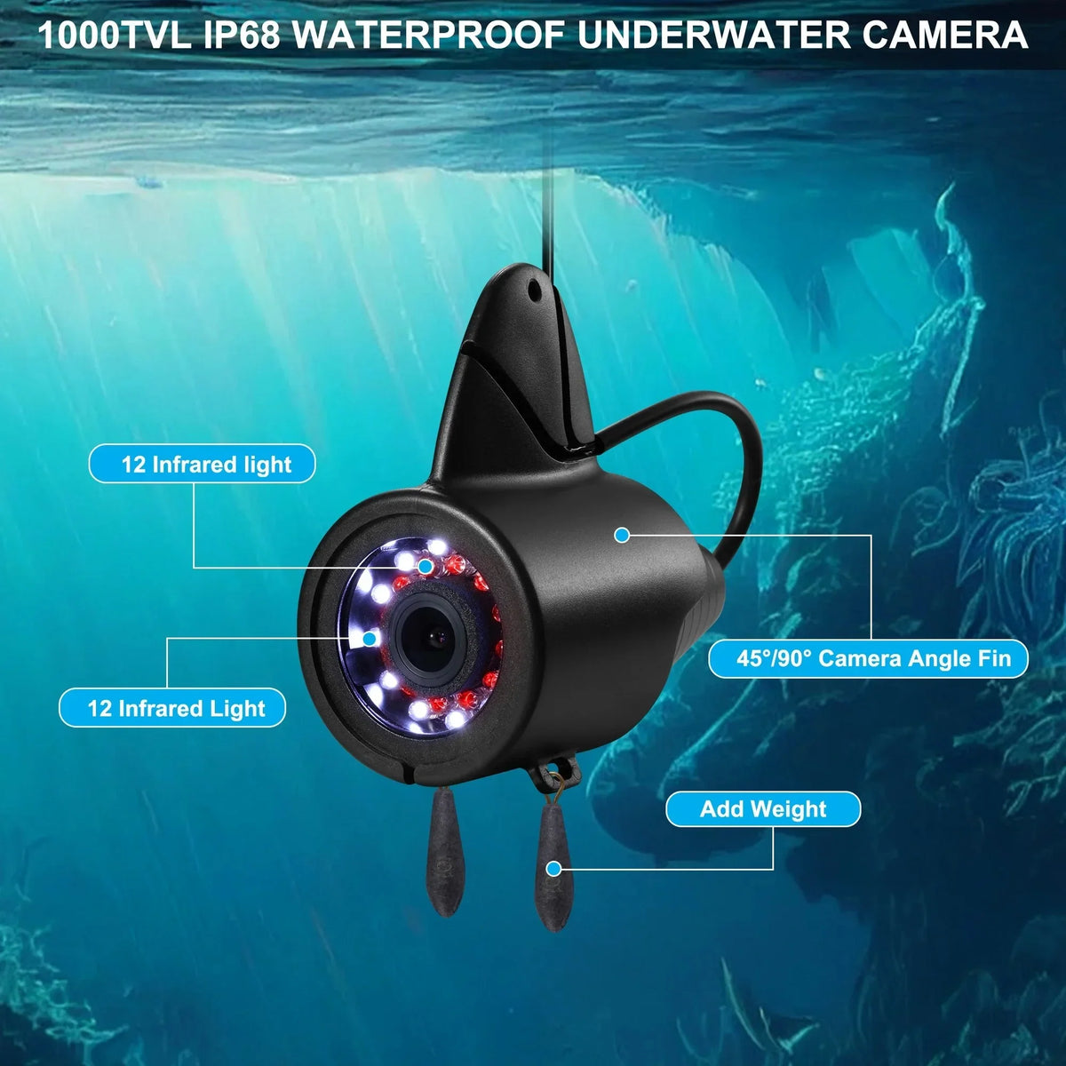 Fishing 7 Ice Fishing Ice Finder Kayak inch Fish Ice Underwater Boat Camera for with Bracket Lake Fishing