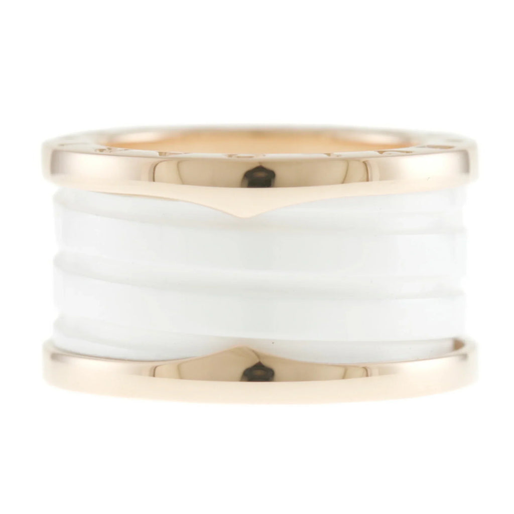 B B-zero.1 Ring BVLGARI 18K Zero 4 Pre-Owned White Ceramic Women's No. 10 Bvlgari Band (Good) One
