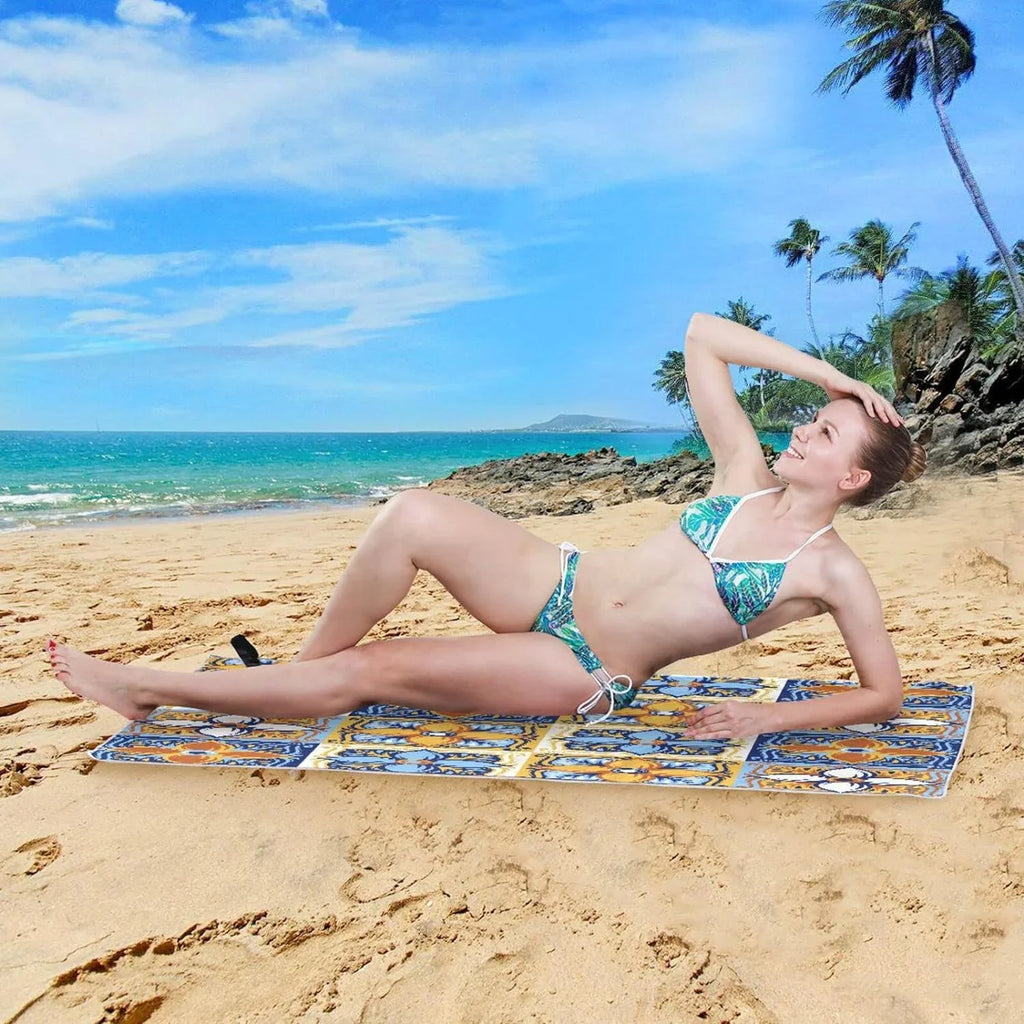Free Yoga Pool Towel, Dry Multipurpose Towel Bestwell 30”X60” Oversized Bath Swim Towel Beach Blanket, Towel Lightweight Quick Thin Microfiber Talavera Mexican Shower Sand