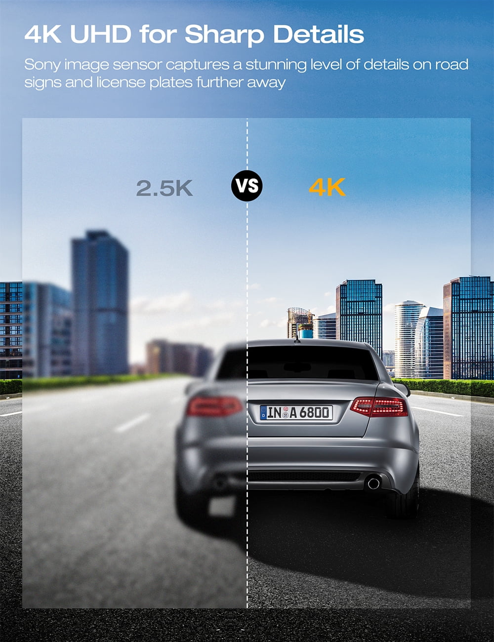 with Dash Car Parking Rear Camera 3" Front 4K+1080P 256GB and Cars, for Support Dual Cam Cam Monitor, Dash Dash