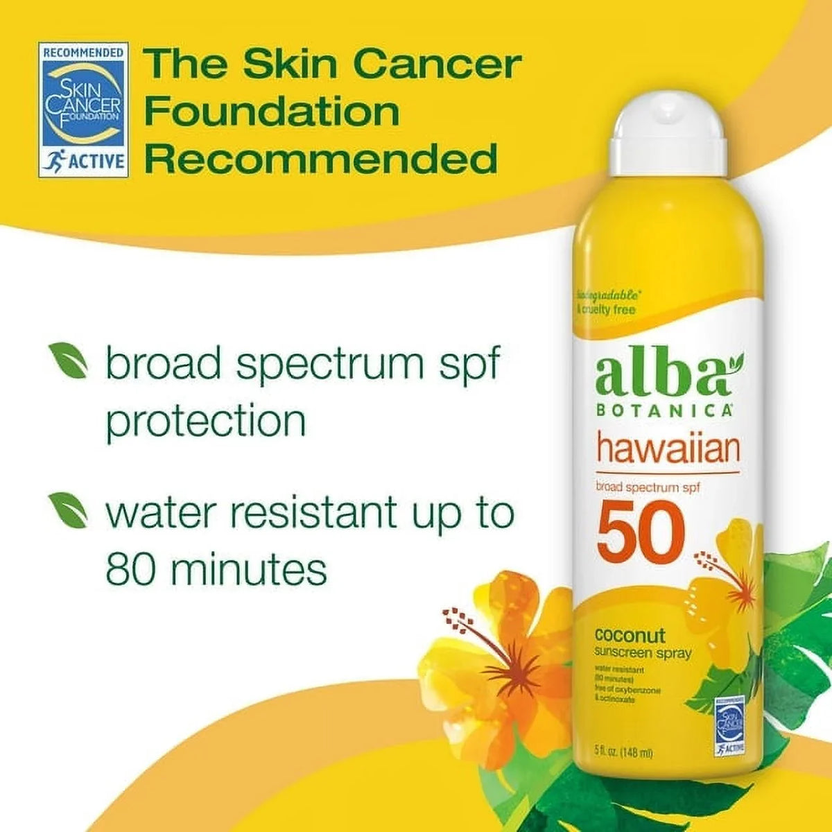 50 of Sunscreen Coconut oz Botanica 2) 6 SPF Hawaiian, (Pack Spray Alba